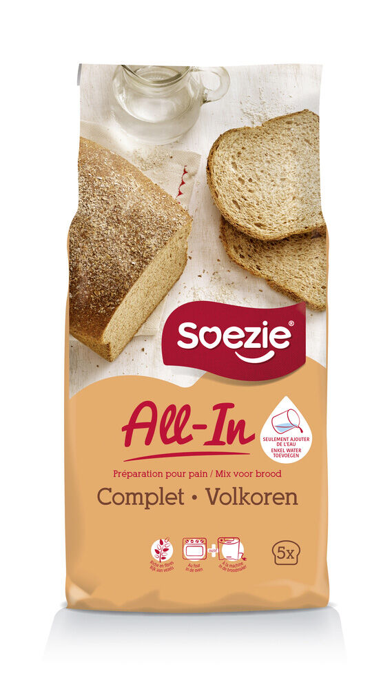 Soezie All-in-mix Volkorenbrood - Broodmeel - 2.5 Kilogram Soezie All-in-mix Volkorenbrood - Broodmeel - 2.5 Kilogram