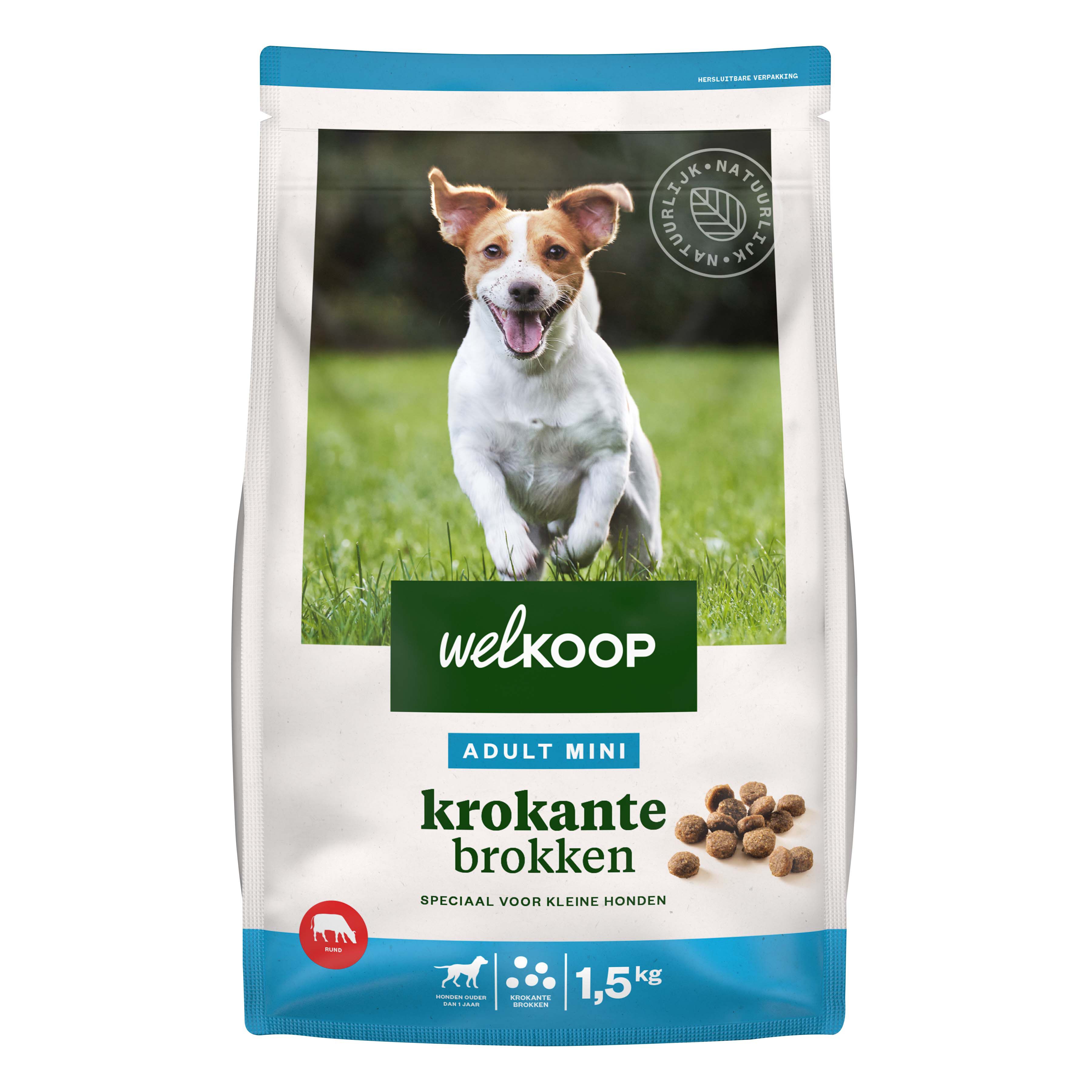 Welkoop Mini Krokante brokken - Hondenvoer - 1.5 Kilogram - rund