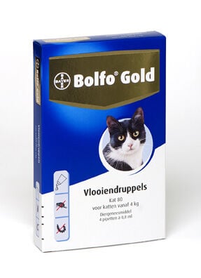 Bolfo Gold 80 Kat ( 4 - 10 kg )  - Vlooienmiddel - Pipet - 4 Stuks - L