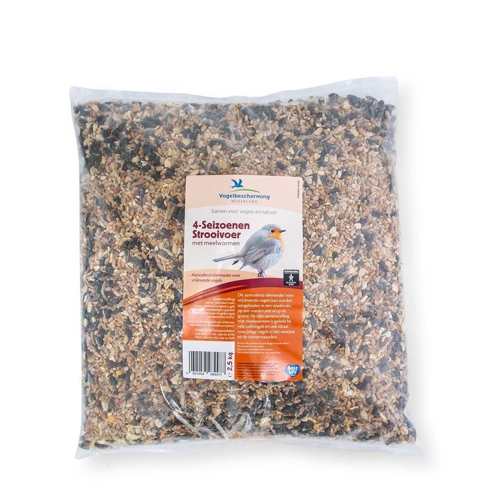 VBN 4-Seizoenen Strooivoer - met Meelwormen - Tuinvogelvoer