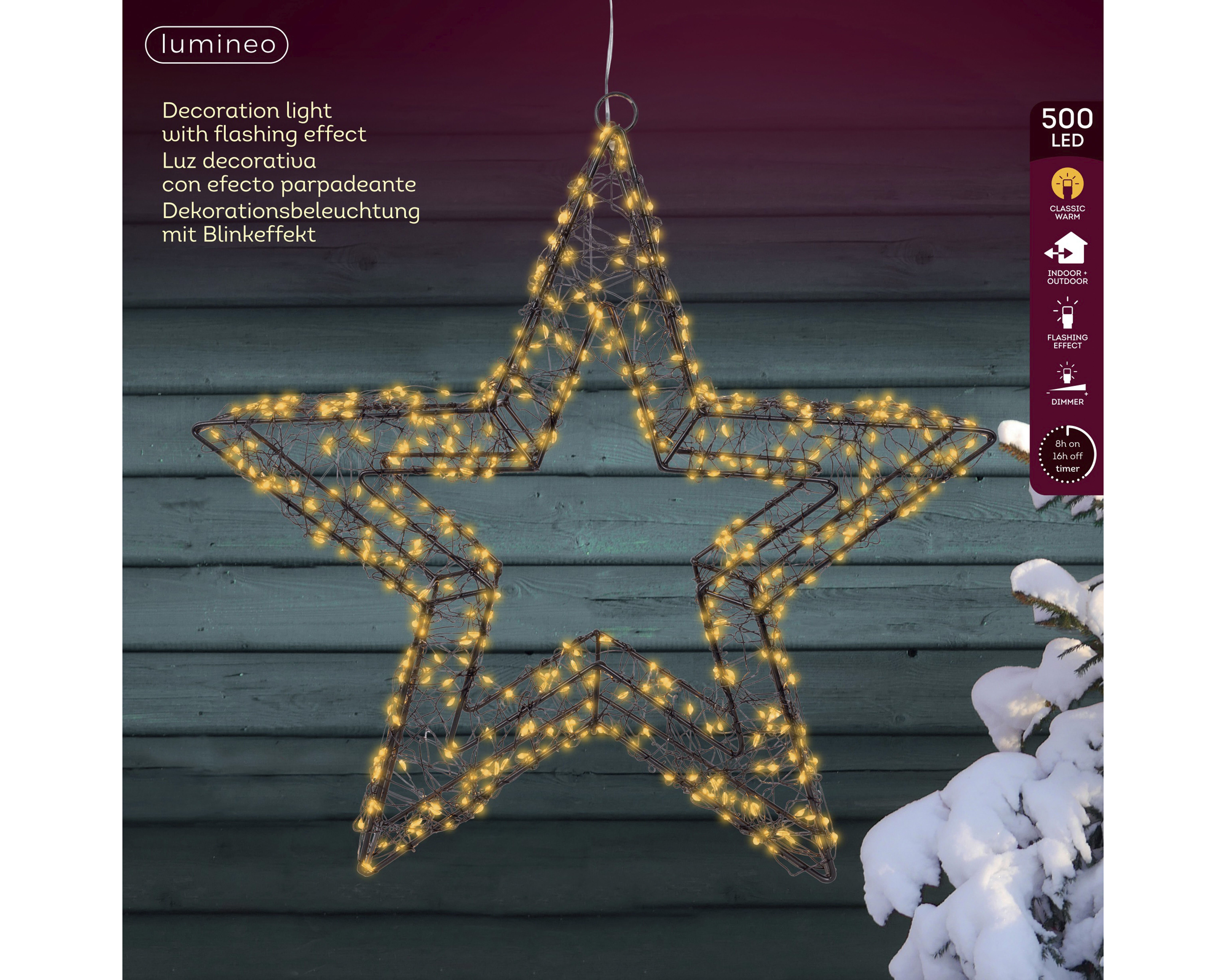 Lumineo LED - Kerstster - 500 - Klassiek warm wit - 38 cm Lumineo LED - Kerstster - 500 - Klassiek warm wit - 38 cm