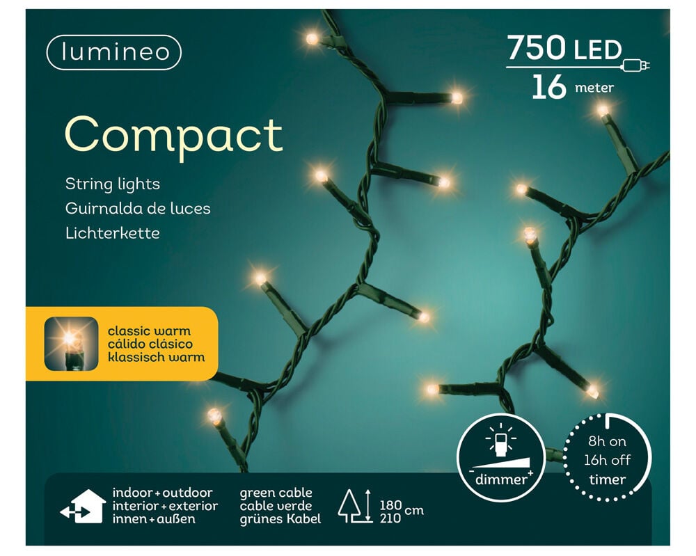 Lumineo Compact - Kerstboomverlichting - 750 - Klassiek warm wit - 1600 cm