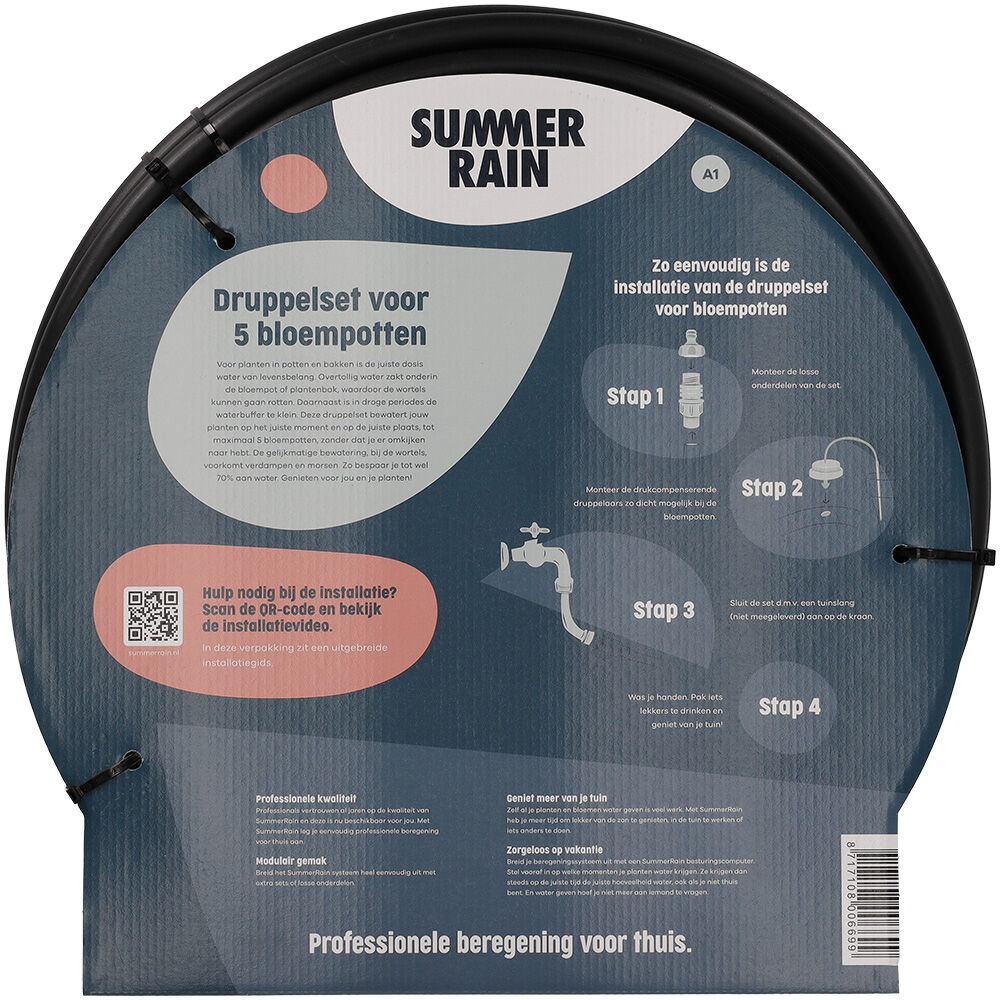 SummerRain Bloempotten - Druppelset - 5 potten - 10 m