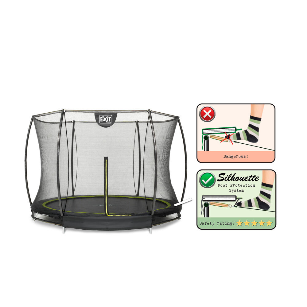 EXIT Silhouette Inground met Net - Trampoline - Zwart - 427 cm
