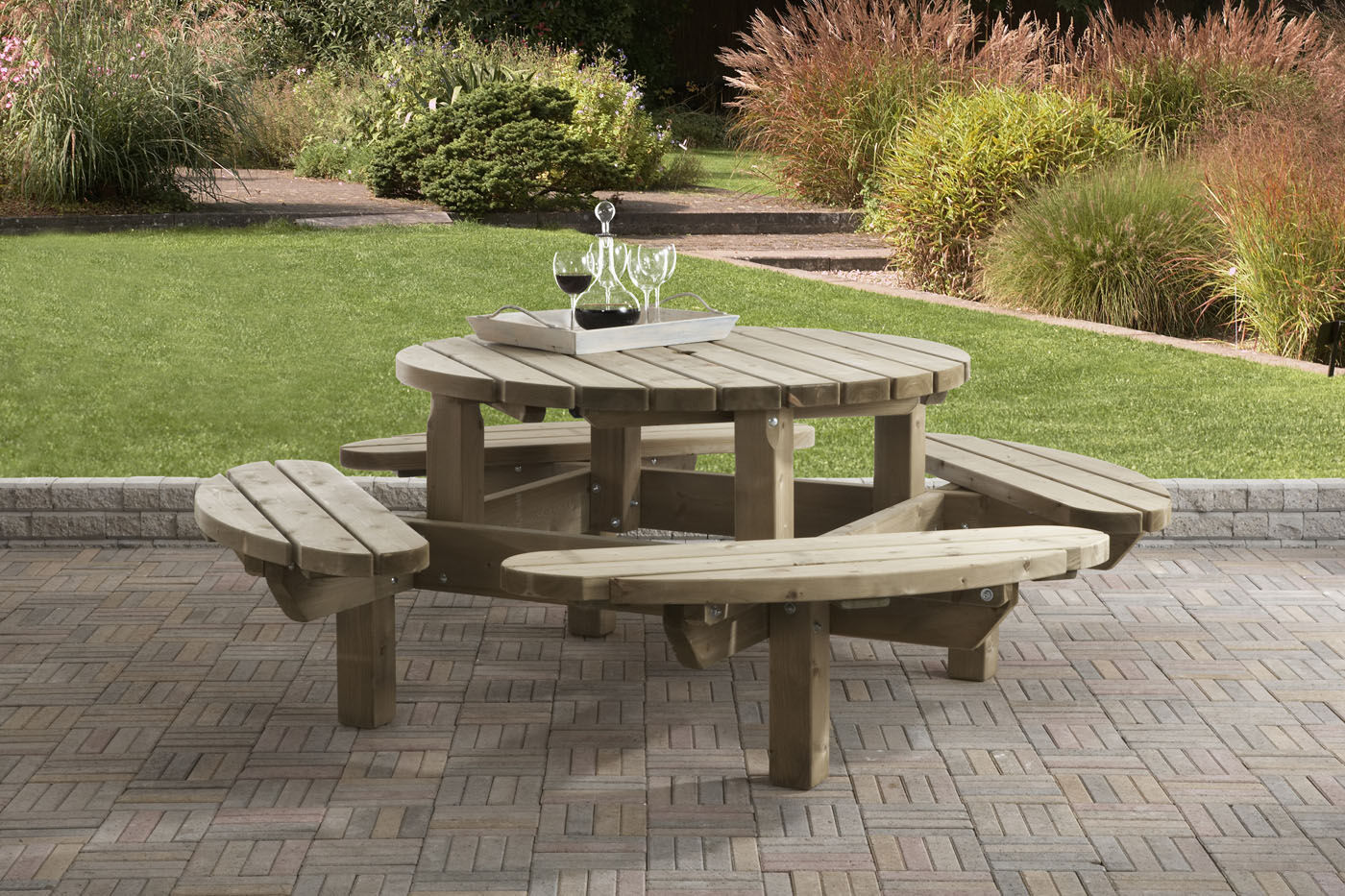 Talen Rond  - Picknicktafel - Bruin - 1x1x76 cm
