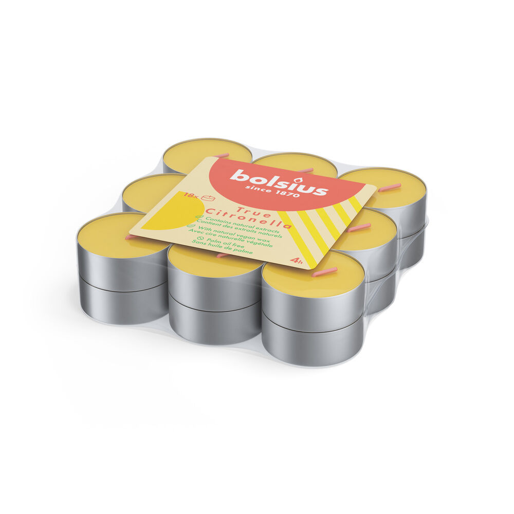 Bolsius True Citronella - Waxinelichtjes - 12.4 cm - Geel - Citronella