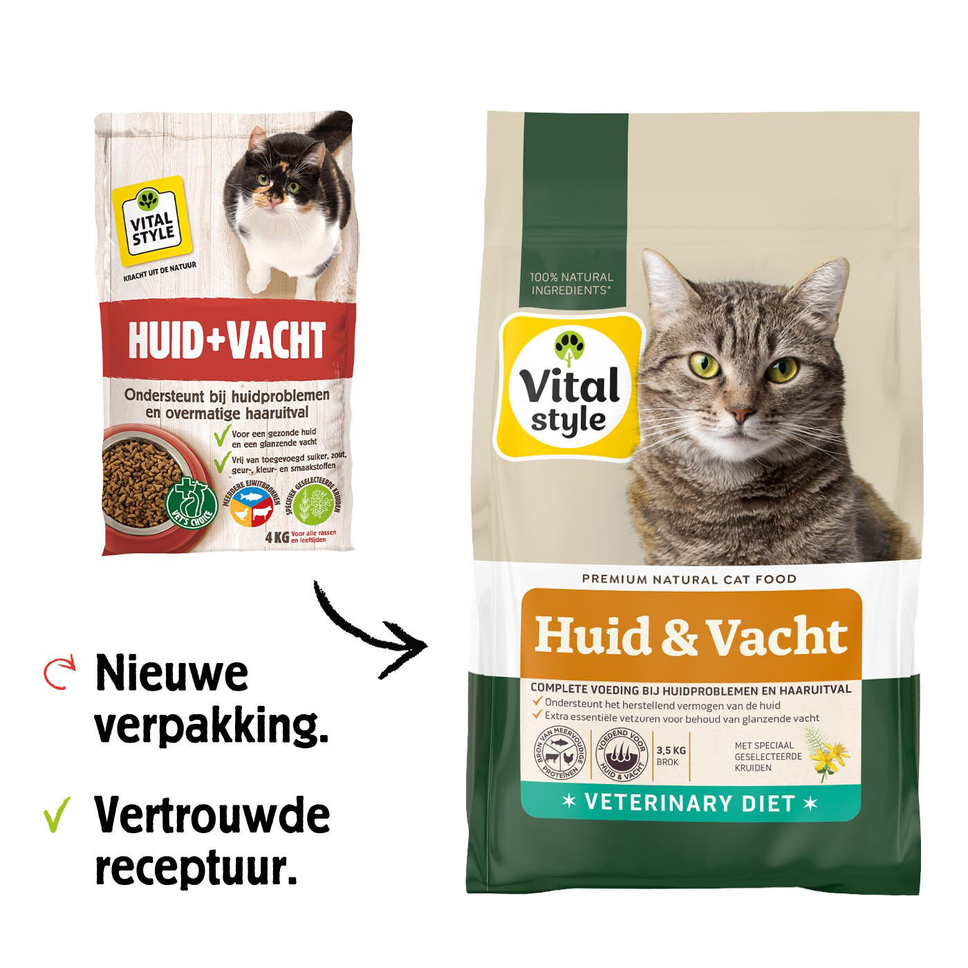 Vitalstyle Huid & Vacht Premium - Kattenvoer - 3.5 Kilogram - gevogelte