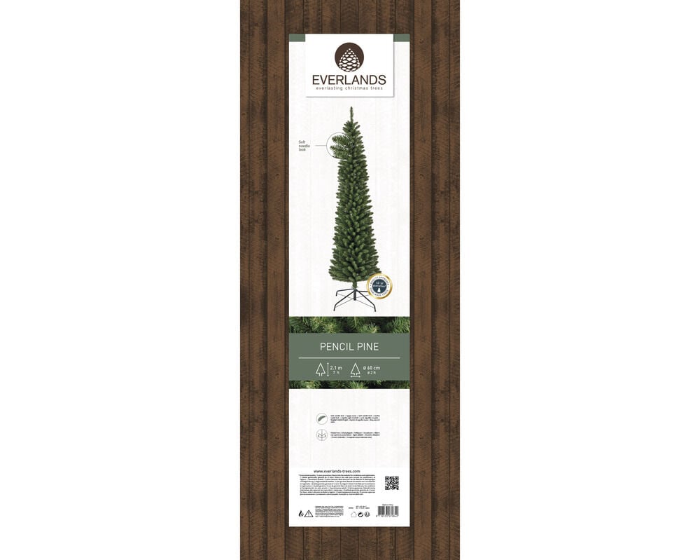 Everlands Pencil Pine - Kunstkerstboom - Groen - 210 cm