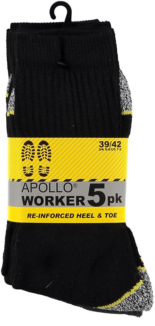 APOLLO 5-PACK - Werksokken - Zwart - 39-42