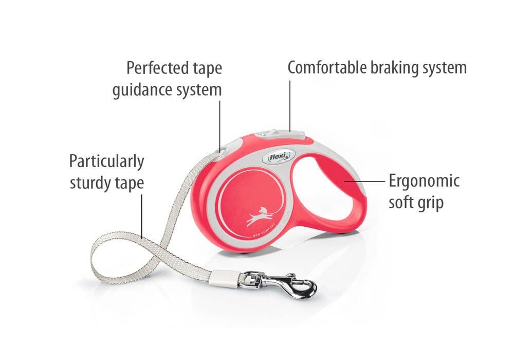 Flexi Rollijn - Hondenriem New comfort Tape - Hondenriem - rood - XS - 300 cm - 300 cm