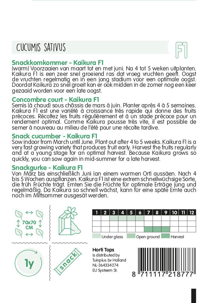 Horti Tops Snackkomkommer  Kaikura F1 - Groentezaden