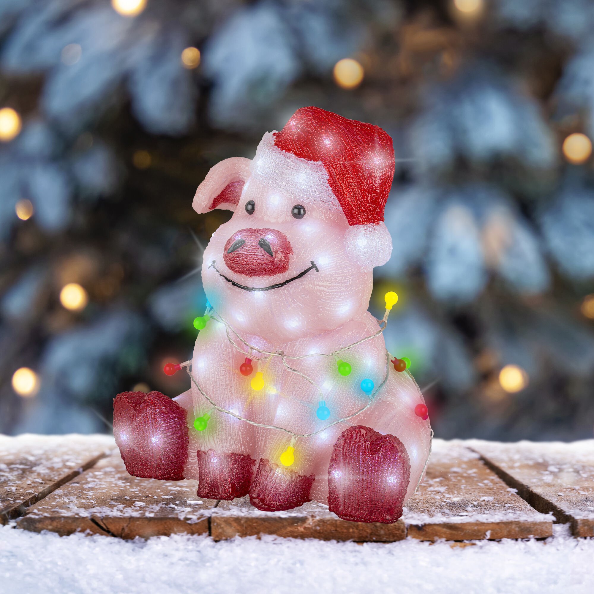 Lumineo Varkentje - LED figuur - Wit - 44.5x38.5x34.5 cm