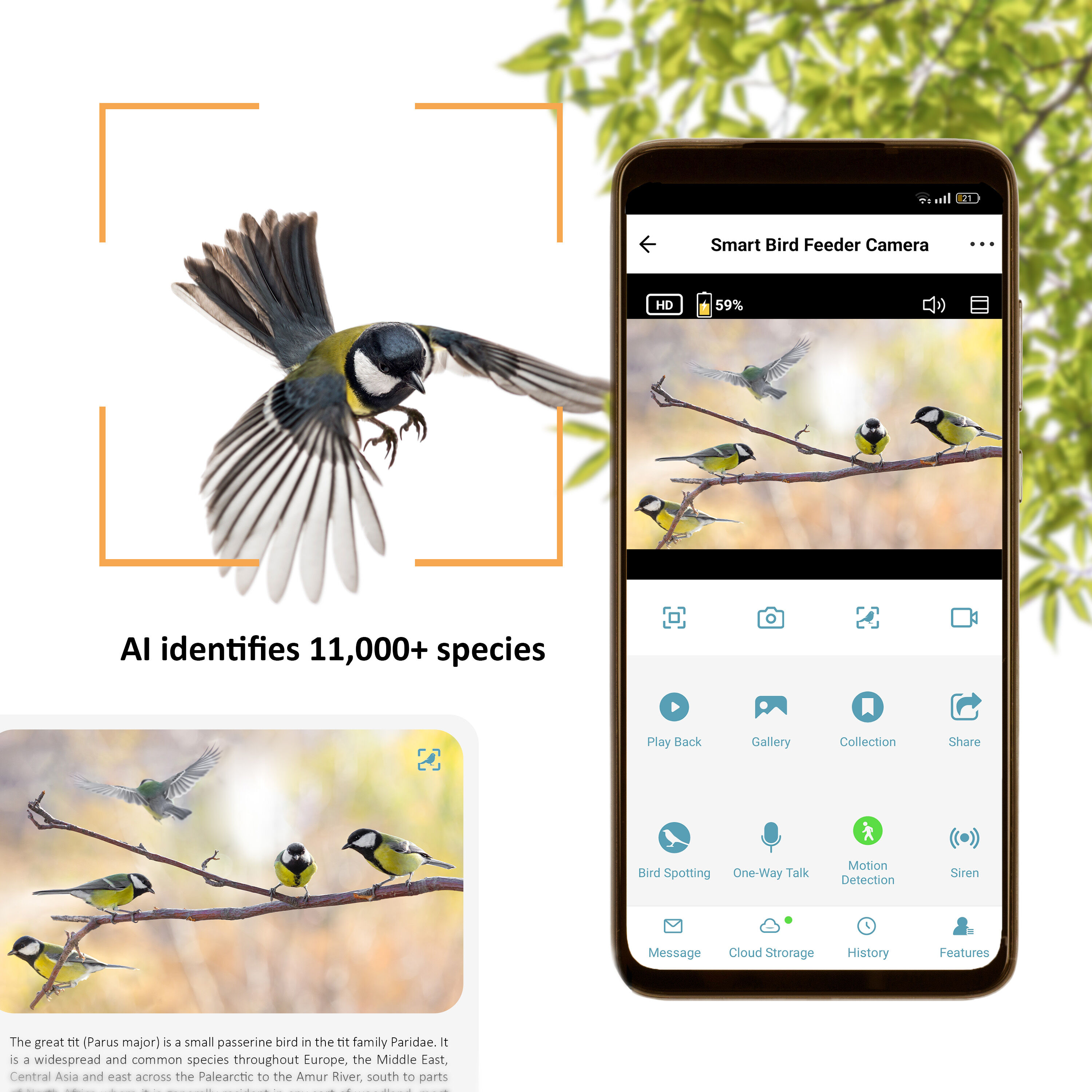 Camouflage Ez Birdfeed - Voederhuis met camera