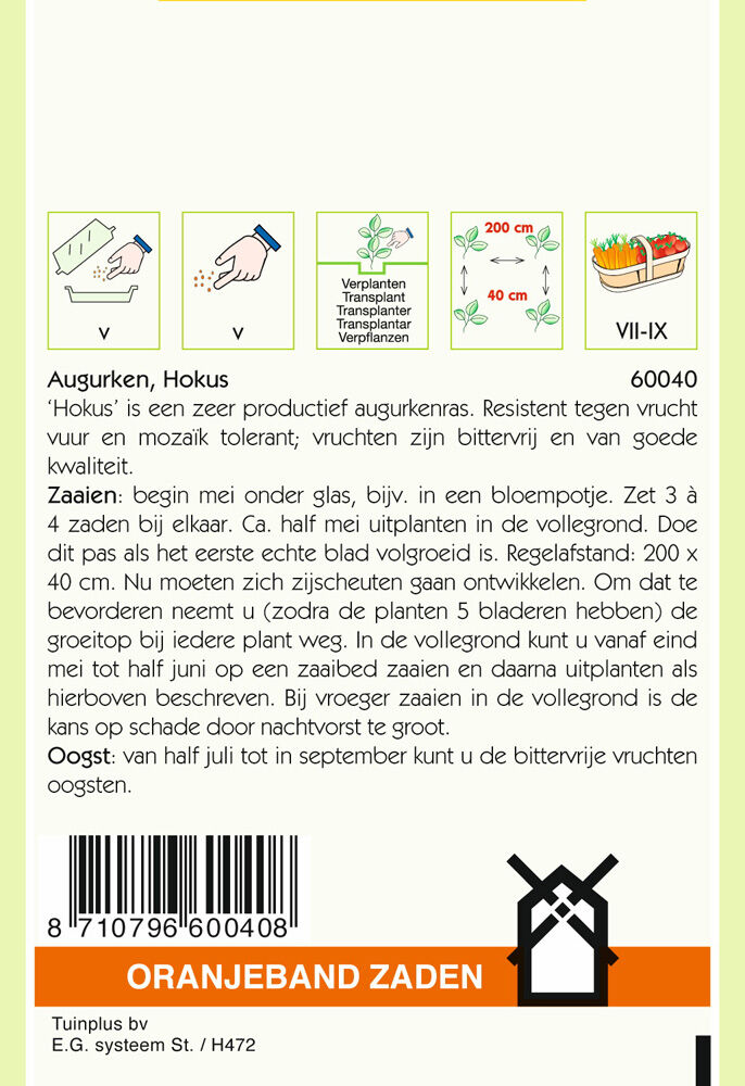 Oranjeband zaden Augurken Hokus - Groentezaden