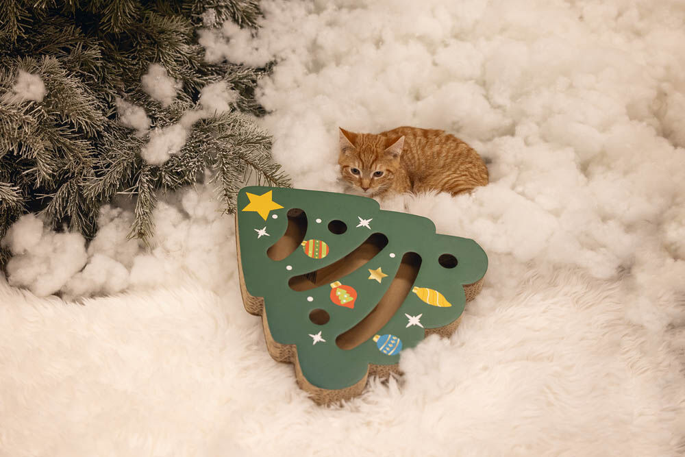 Beeztees Kerstboom Krabkarton - Kerst kattenspeeltje - Groen