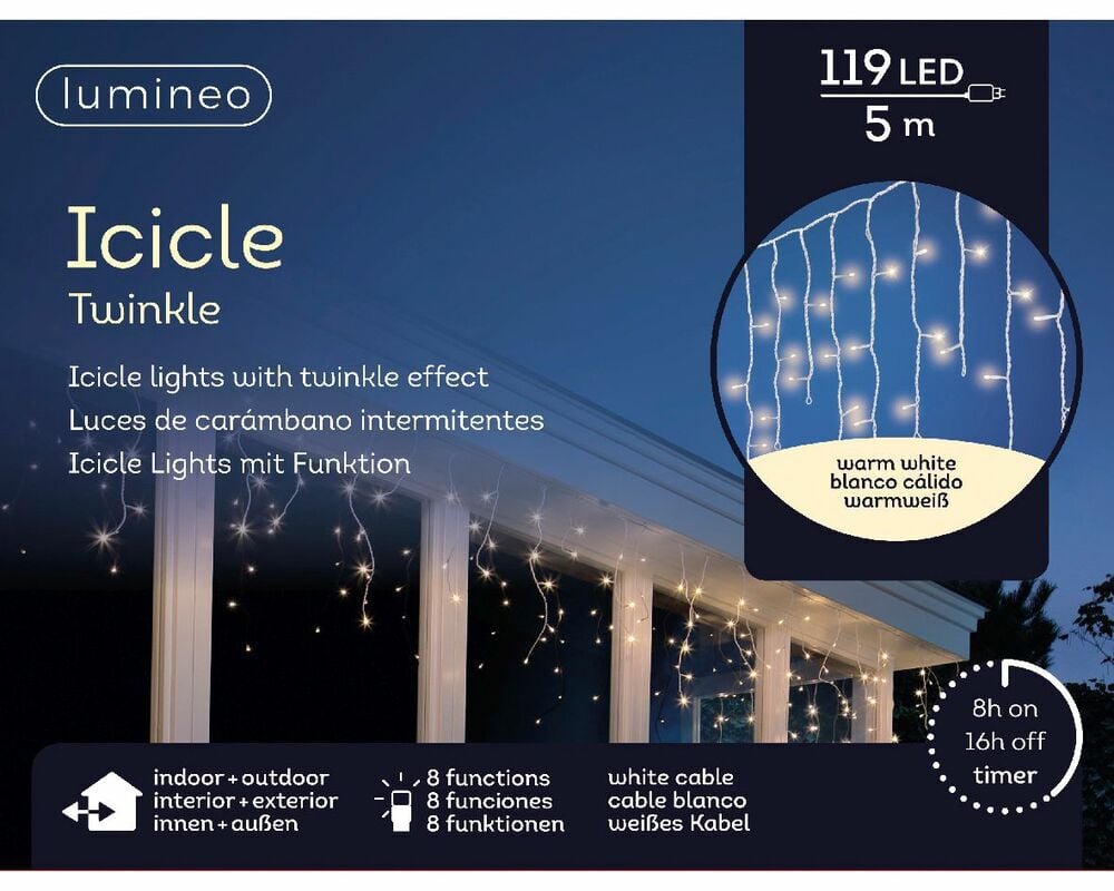 Lumineo Twinkelend - IJspegelverlichting - 119 - Warm wit - 50 cm Lumineo Twinkelend - IJspegelverlichting - 119 - Warm wit - 50 cm