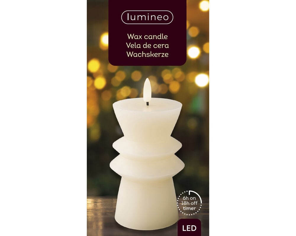 Lumineo Wax - Crème LED Kaars - 14.7 cm - Creme/warm wit