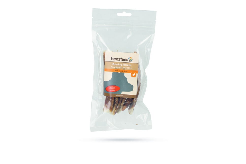 Beeztees Kauwribbies - Hondensnack - 6 Stuks - rund, eend Beeztees Kauwribbies - Hondensnack - 6 Stuks - rund, eend