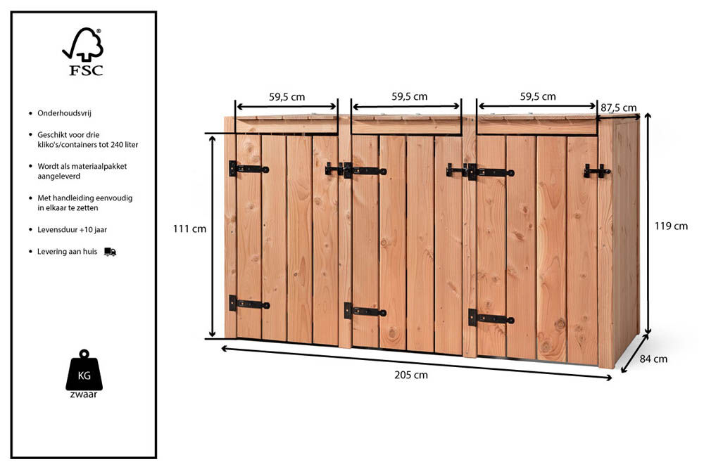 Volente Eva   - Containerombouw - 119x87.5x205 cm
