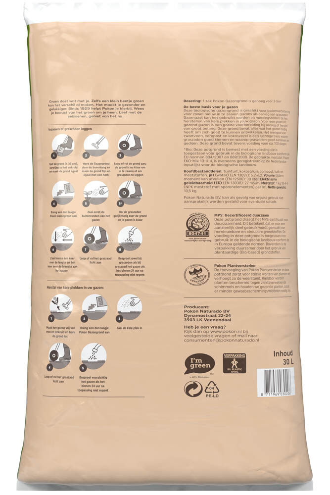 Pokon Bio - Gazongrond - 3-5 m² - 30 Liter