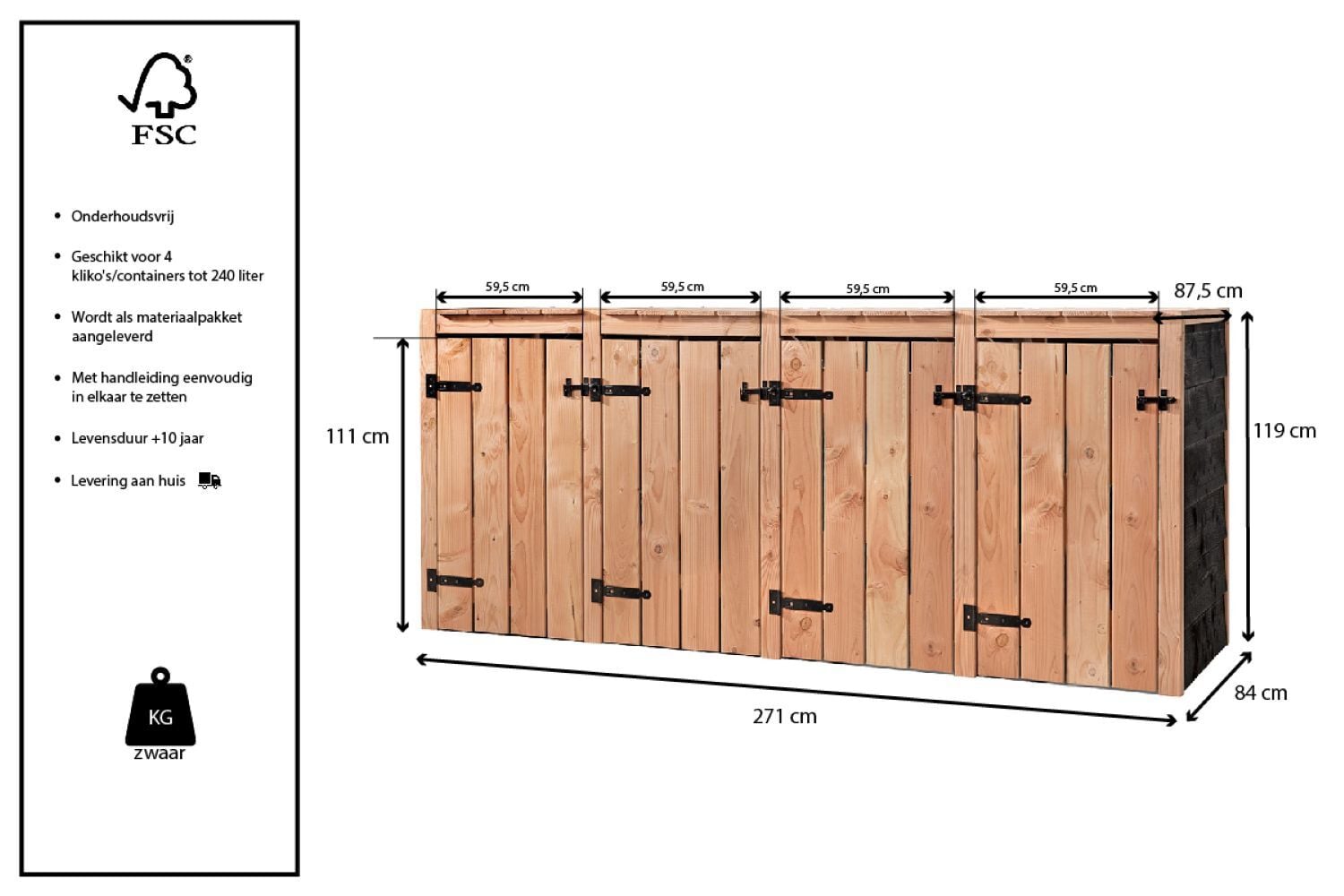 Volente 4 Dubbel Cato - Containerombouw - 119x271x87.5 cm