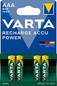 Varta AAA 800mAh Oplaadbaar - Batterij - 4 Stuks