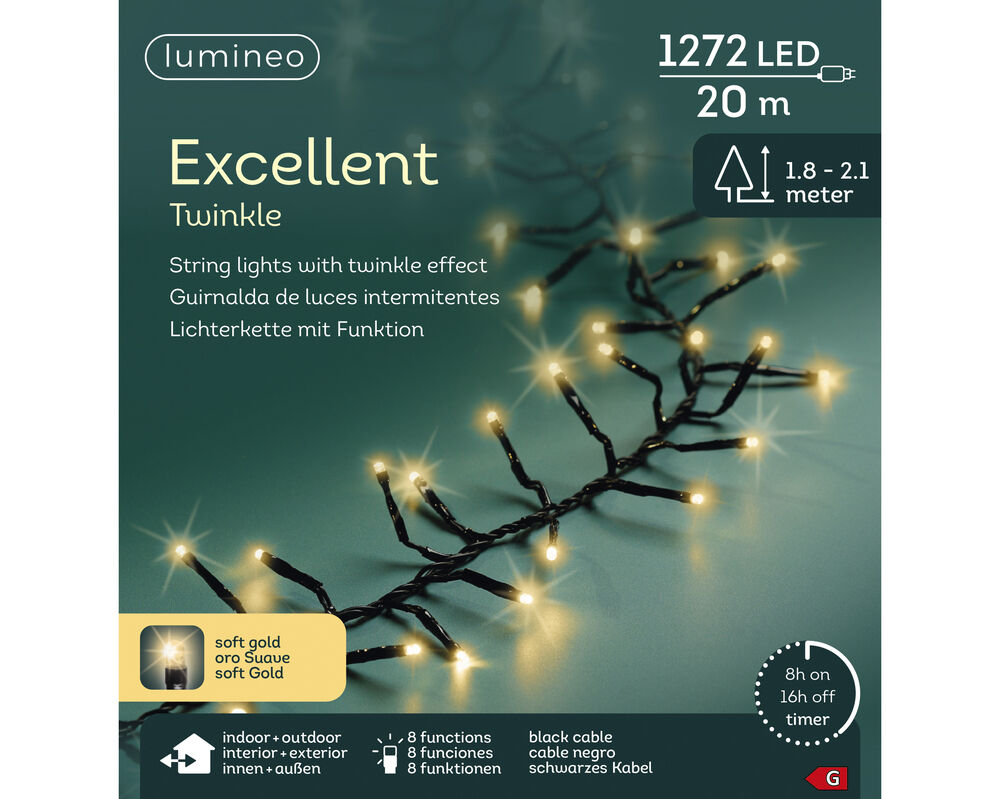 Lumineo LED Excellent - Clusterverlichting - 1272 - Warm wit - 2000 cm Lumineo LED Excellent - Clusterverlichting - 1272 - Warm wit - 2000 cm