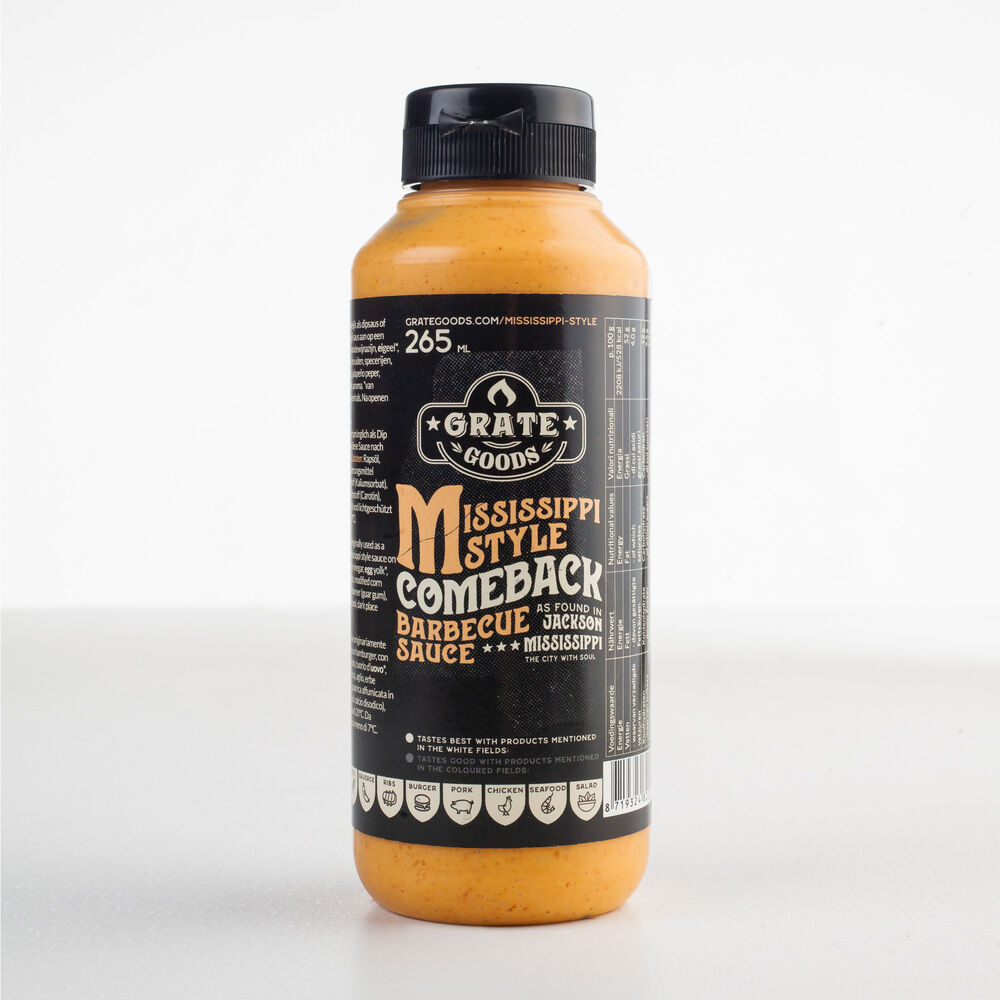 Grate goods Mississippi Comeback - BBQ saus - 265 Milliliter - Bruin Grate goods Mississippi Comeback - BBQ saus - 265 Milliliter - Bruin