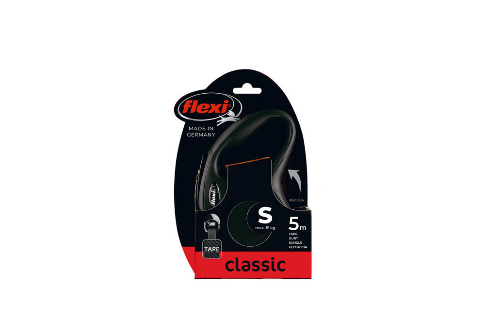 Flexi New Classic Band - Rollijn - Hondenriem - zwart - S - 500 cm