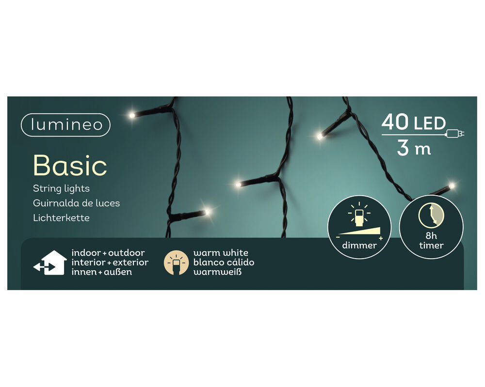 Lumineo Basic - Kerstboomverlichting - 40 - Warm wit - 3000 cm Lumineo Basic - Kerstboomverlichting - 40 - Warm wit - 3000 cm