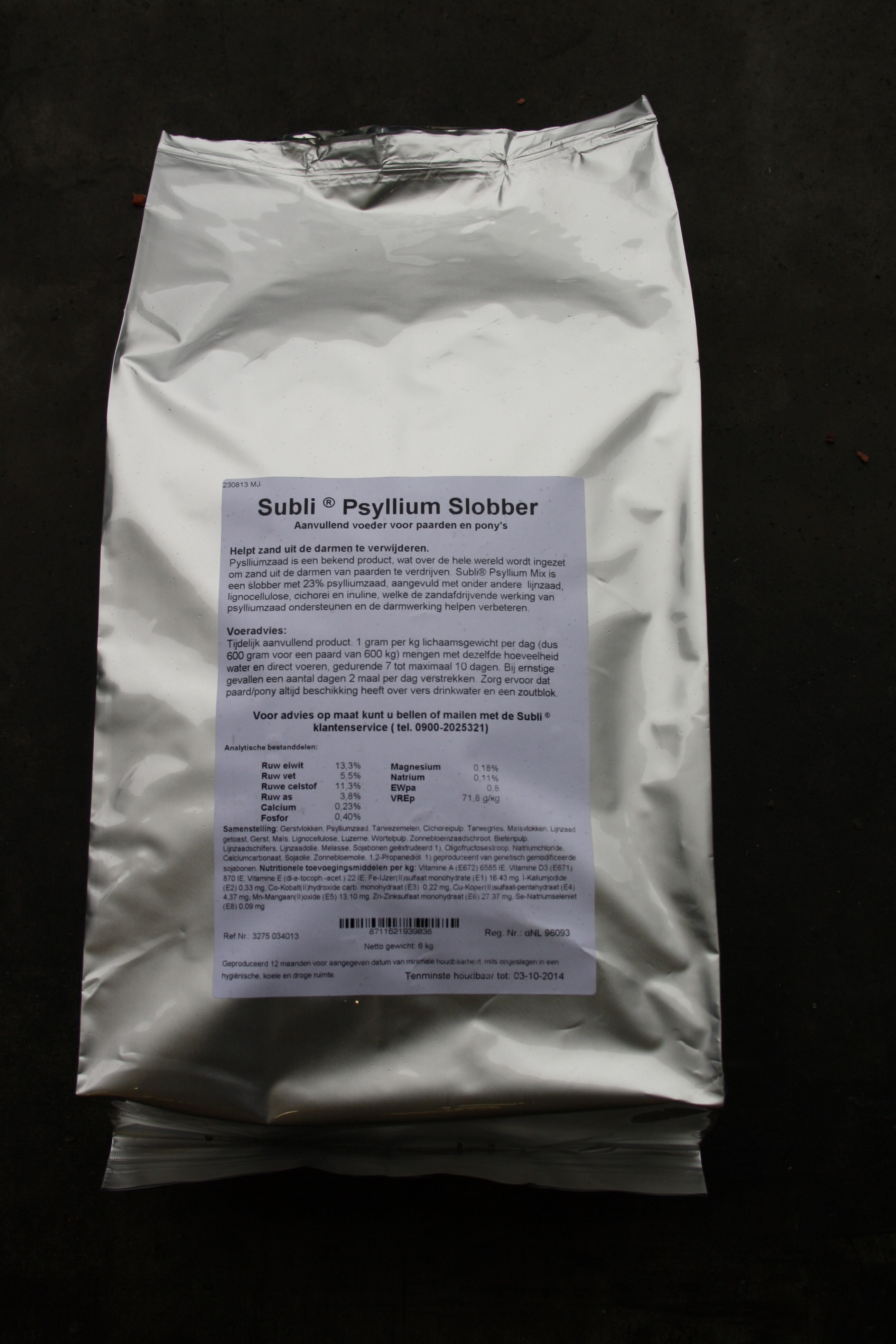 Subli Psyllium slobber - Supplement - 6 Kilogram - Zak