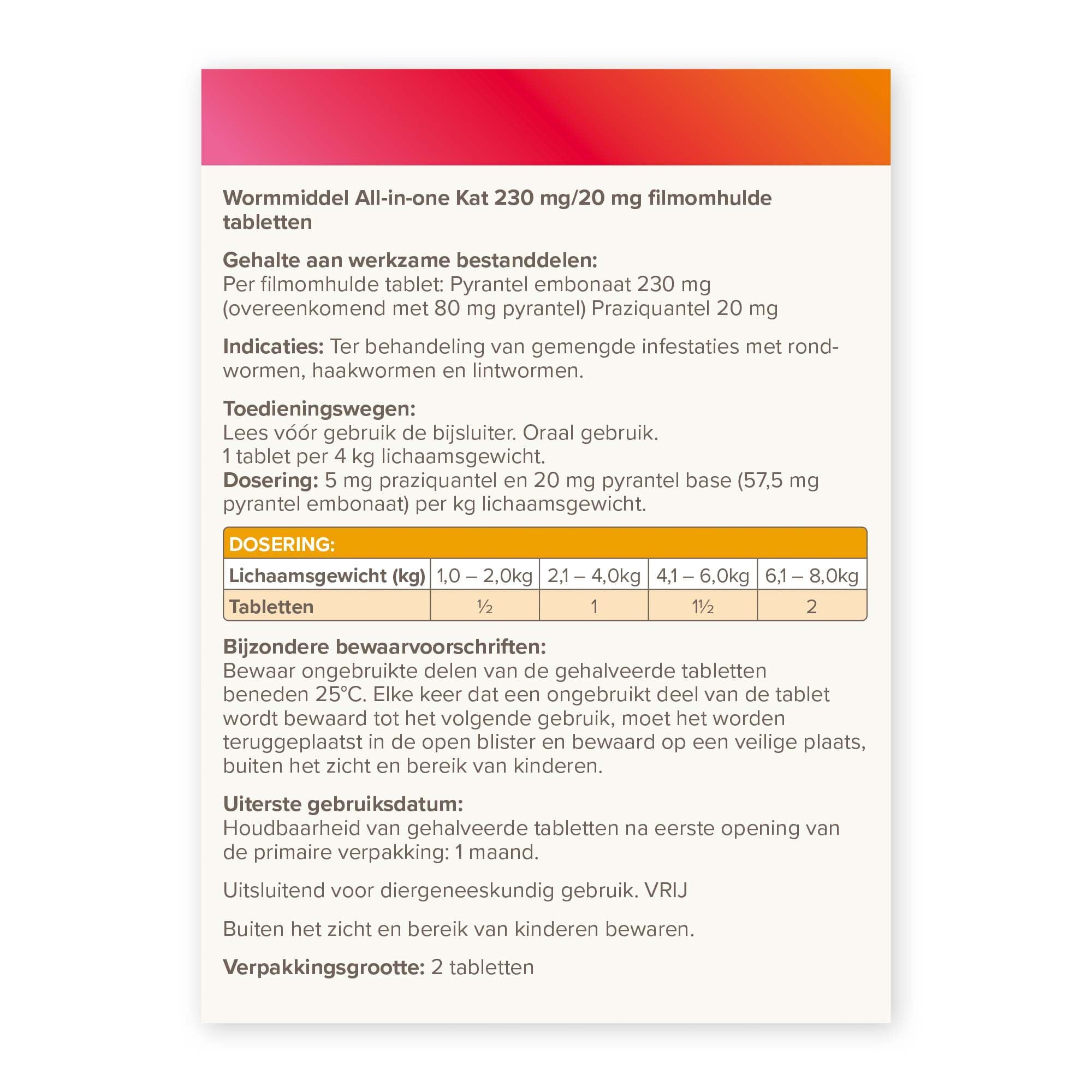 Beaphar all-in-one Tabletten - Ontwormen Kat en Kittens - 2 Stuks