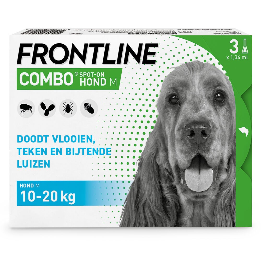 Frontline Combo Spot On - Pipet - Anti Vlooien en Teken Hond - 3 pipetten - 3 Stuks - M