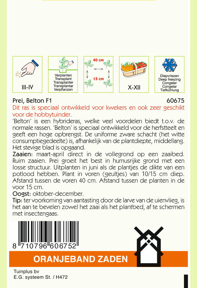 Oranjeband zaden Prei Belton F1 - Groentezaden