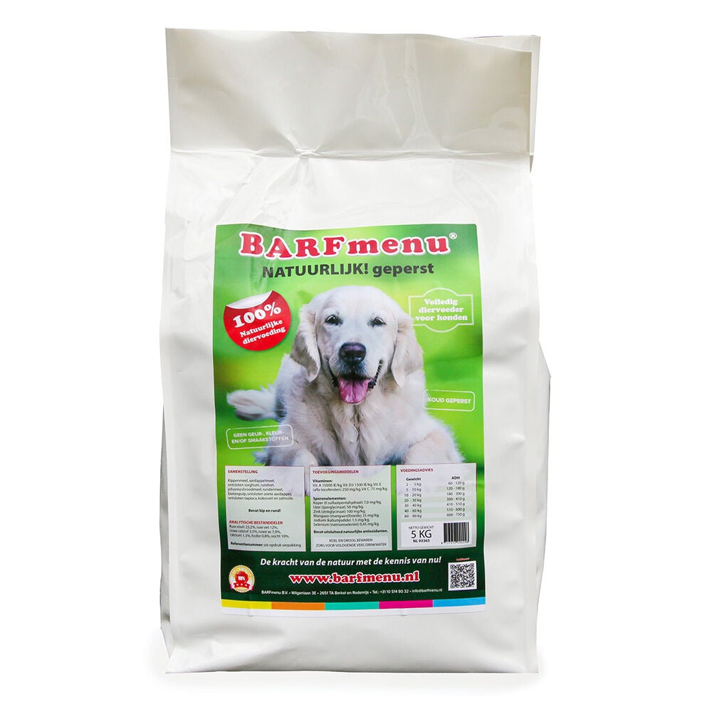 BARFmenu Natuurlijk Koudgeperste brok - Hondenvoer - 5 Kilogram - kip, rund