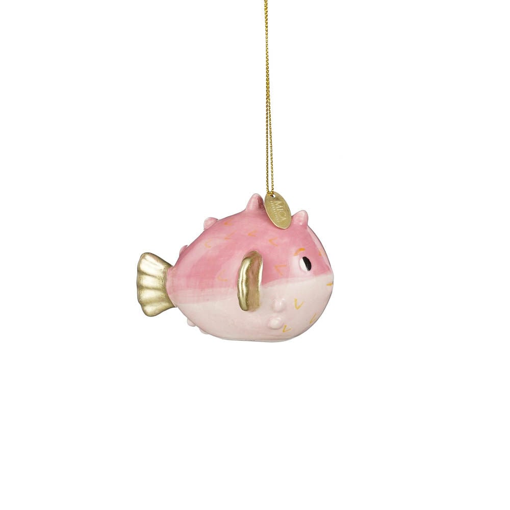 Mica Decorations Kogelvis - Kerstornament - Roze - 8.5x6.5x5.5 cm Mica Decorations Kogelvis - Kerstornament - Roze - 8.5x6.5x5.5 cm