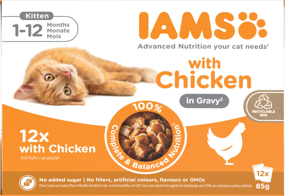 IAMS Kitten - Delights - 12x85 gram - 1020 Gram - vlees, kip