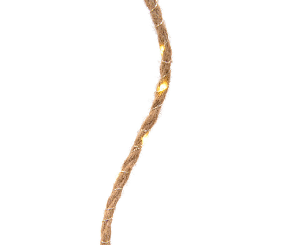Lumineo Jute touw Incl verlichting - Batterijverlichting - 40 - Warm wit - 10 cm - 195 cm