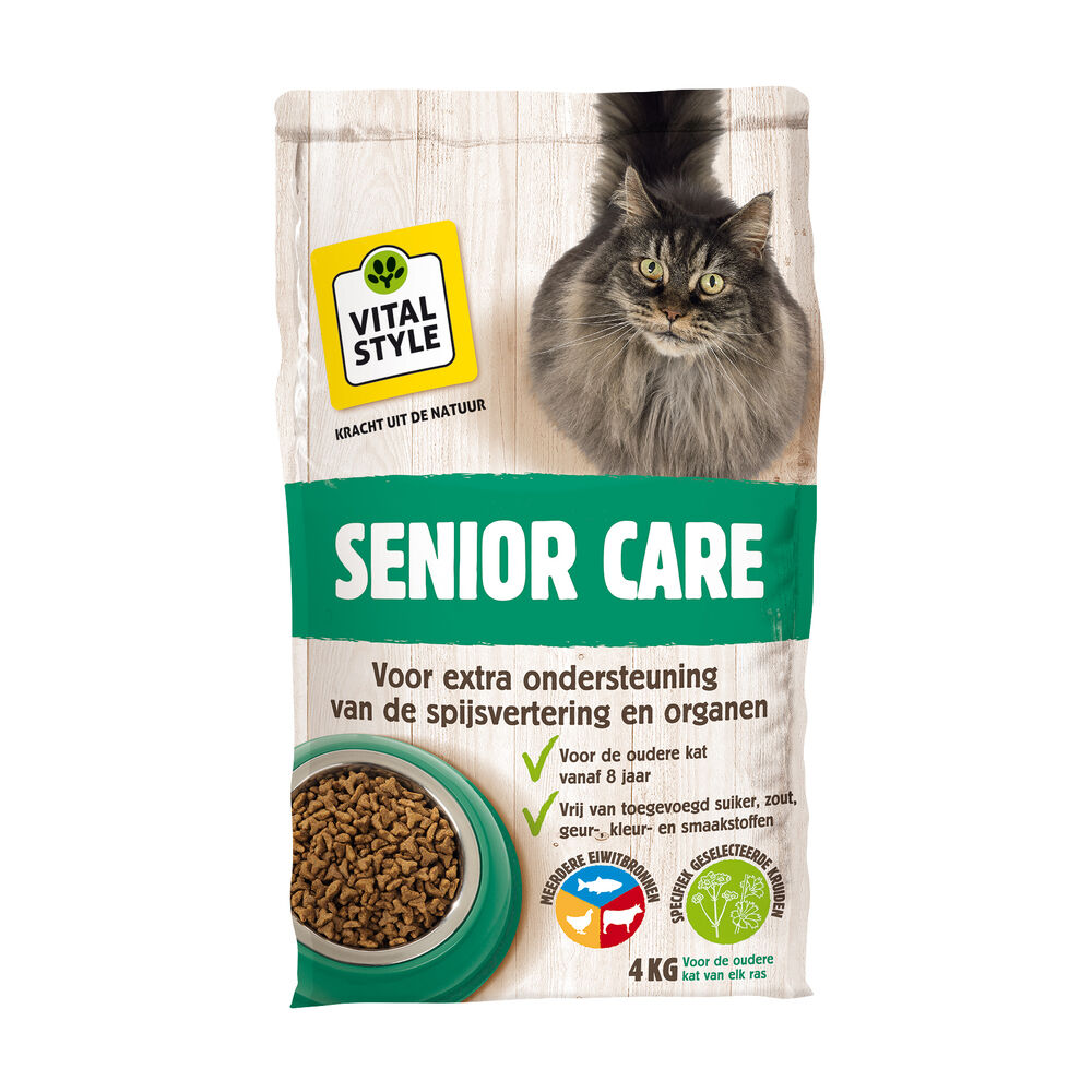 VITALstyle Senior - Kattenvoer - 4 Kilogram - vis, rund, gevogelte