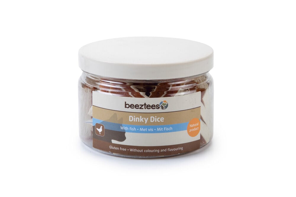 Beeztees Dinky Dice - Kattensnack - 90 Gram - vis