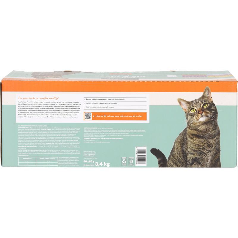 Welkoop Pouch Brokjes in Saus - Kattenvoer - 40x85 gram - 150 Gram - vis