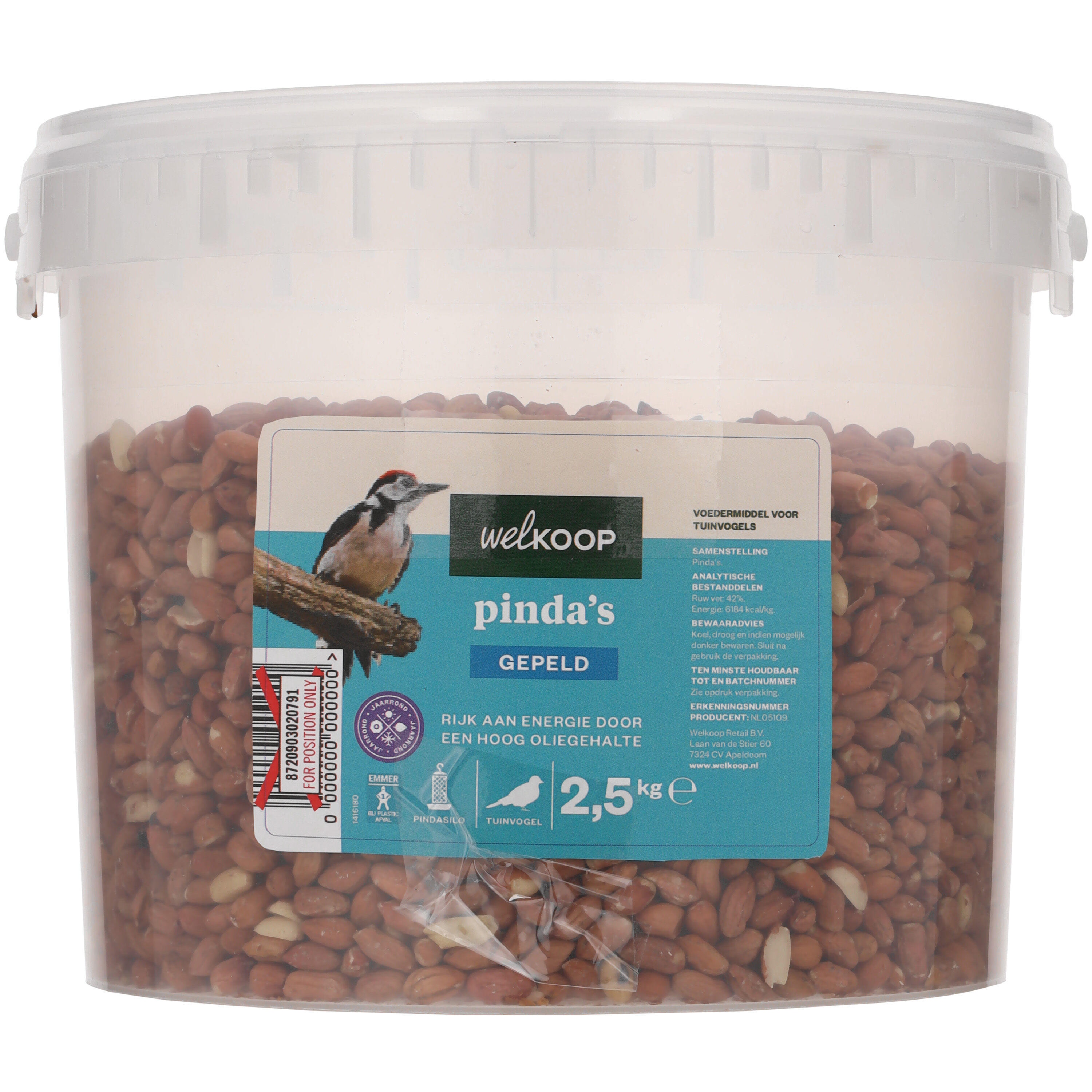 Welkoop Gepelde Pinda's in emmer - Tuinvogelvoer