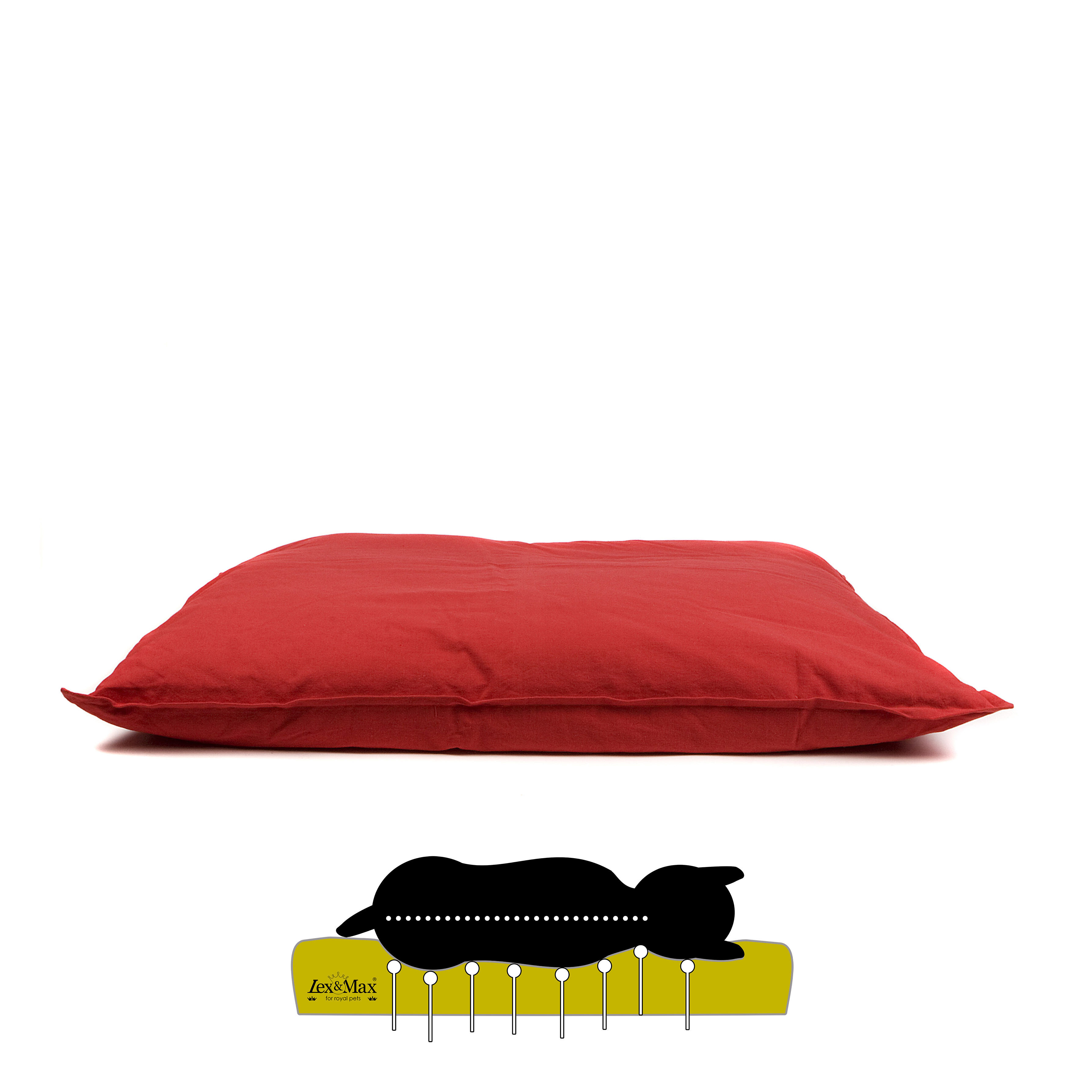 Lex & Max Tivoli - Orthopedisch Hondenkussen - Rood - 70x100x16 cm - L