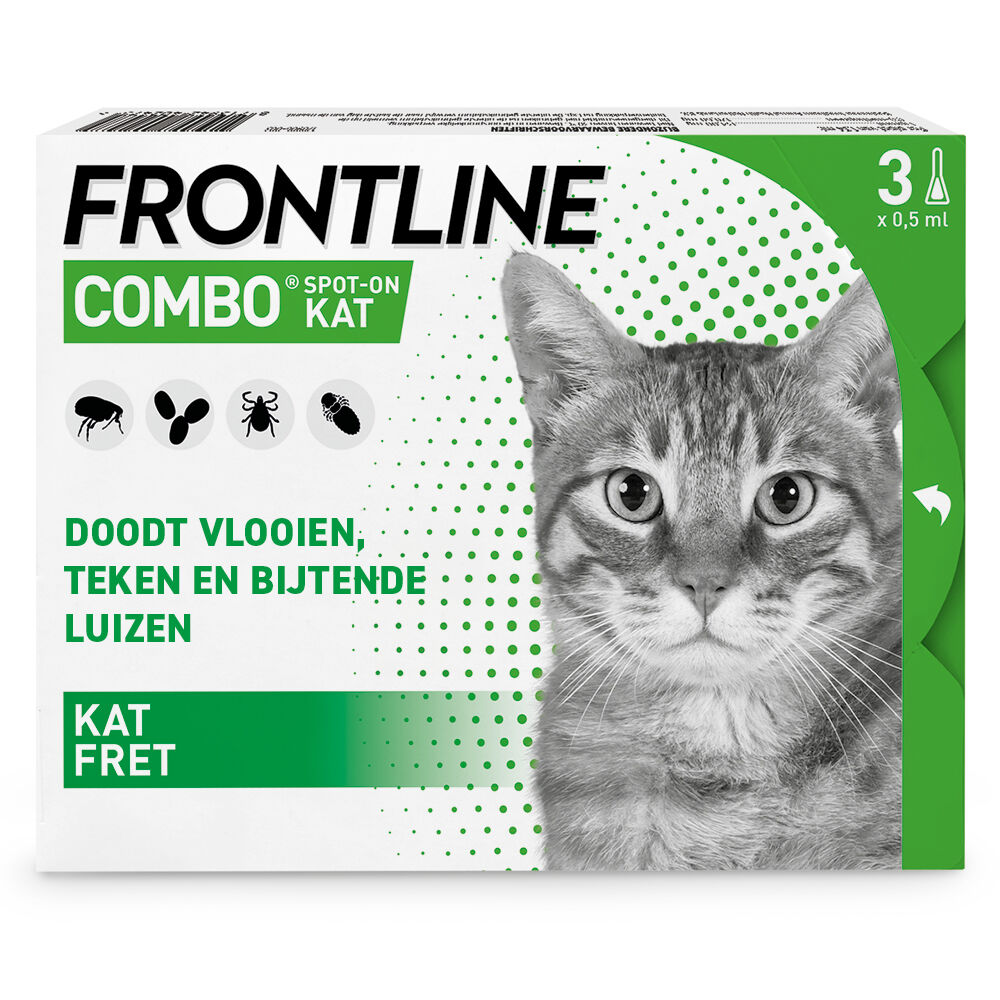 Frontline Combo Kat - Vlooien & Tekenmiddel - 3 pipetten - 3 Stuks Frontline Combo Kat - Vlooien & Tekenmiddel - 3 pipetten - 3 Stuks