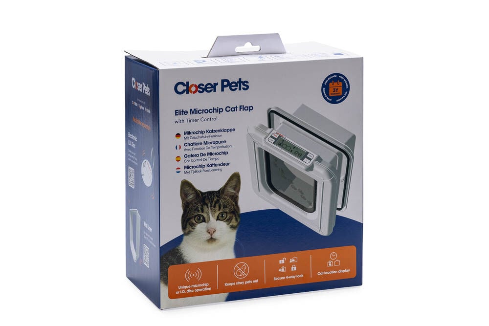 Closer Pets 355 Elite Microchip - Kattenluik - Wit - 27.3x24.8x14.5 cm