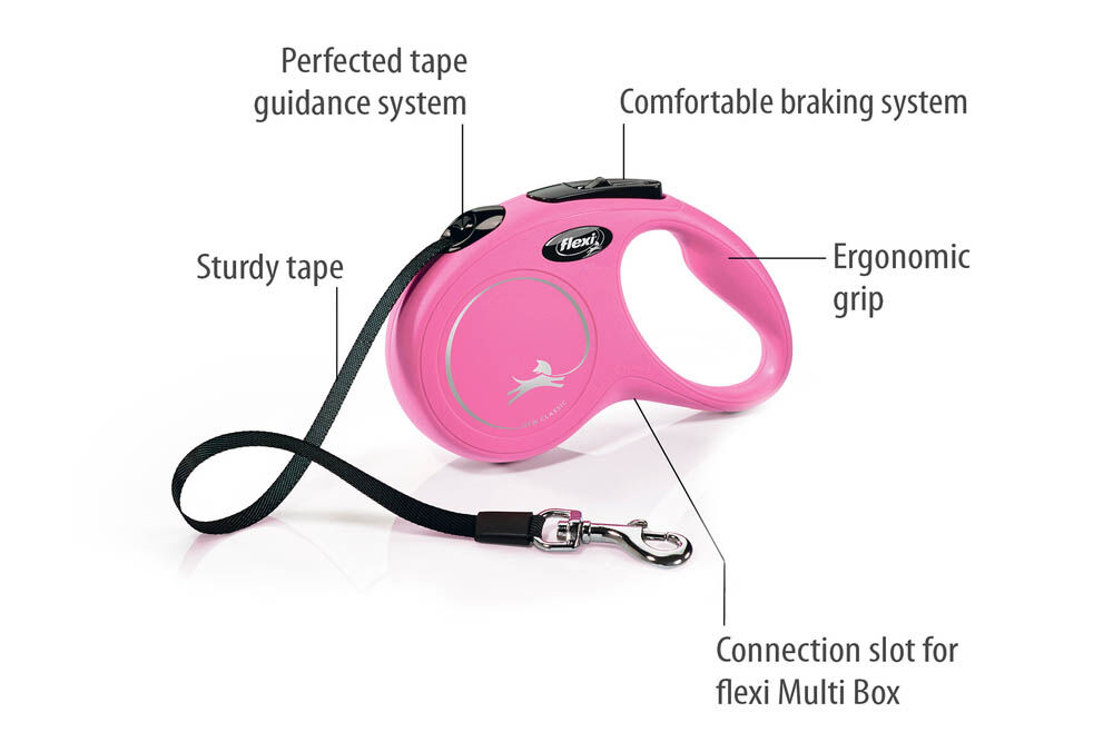 FLEXI Classic Band - Rollijn - Hondenriem - roze - S - 500 cm