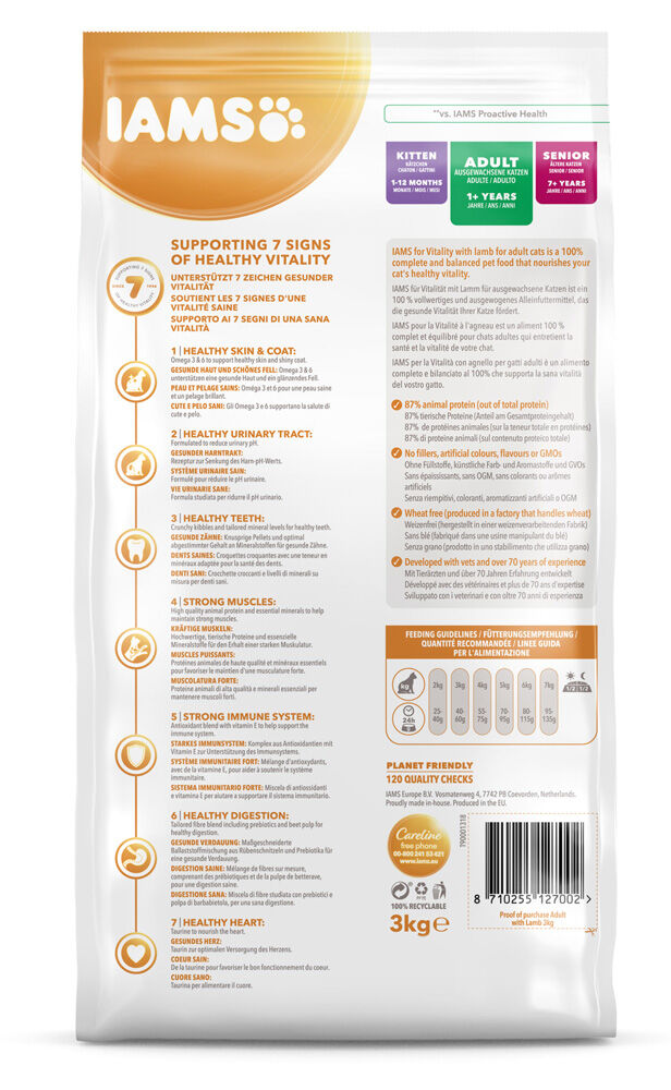 IAMS Adult - Kattenvoer - 3 Kilogram - lam, kip