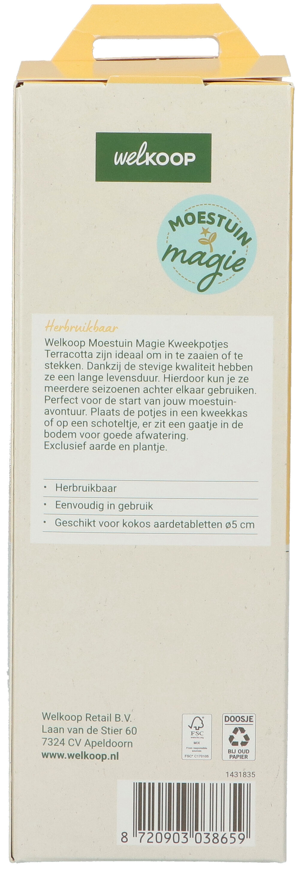 Welkoop Moestuin Magie - Terracotta Pot - Oranje - 18x6.5x6.5 cm