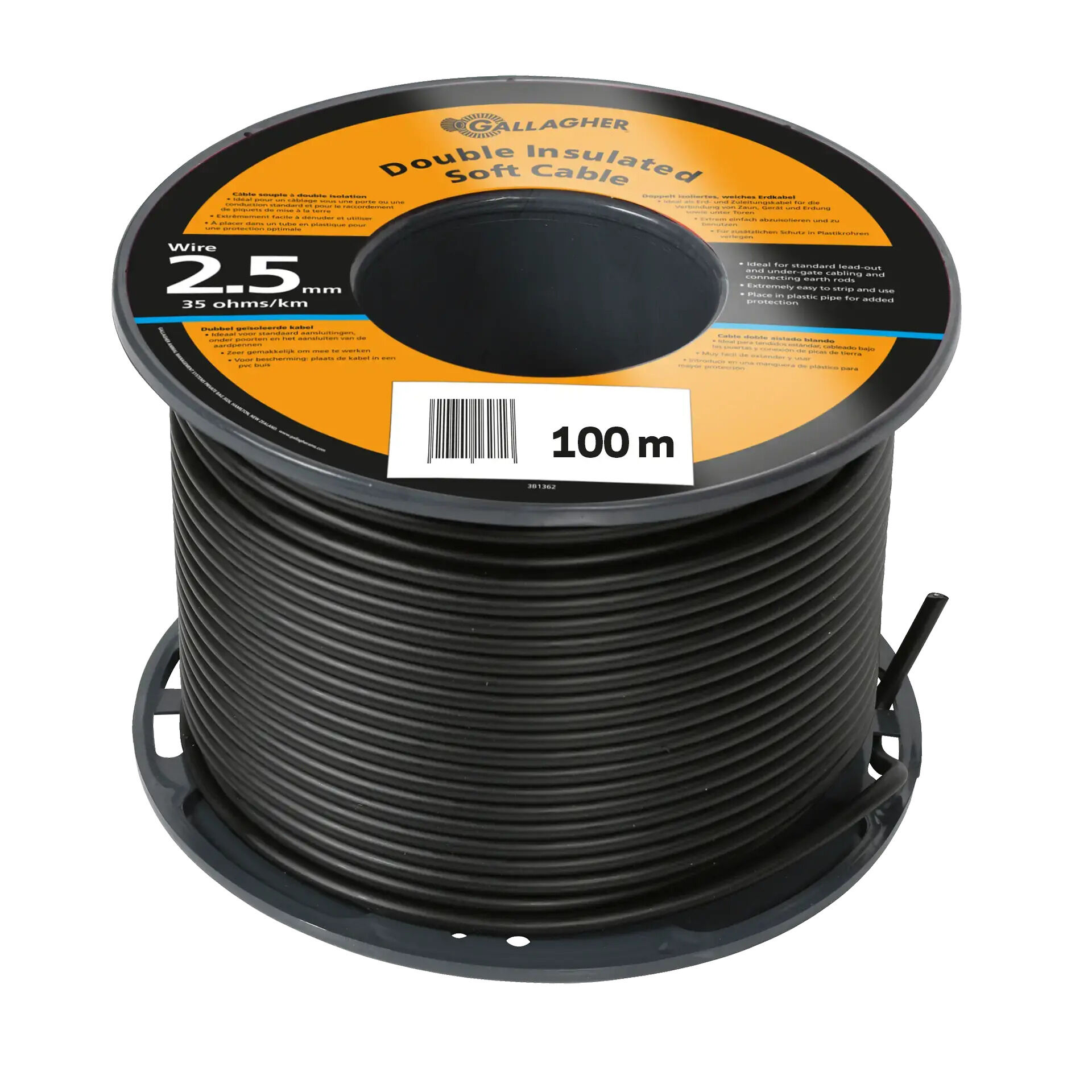 Gallagher - Grondkabel - 18 cm - 100 Meter - Zwart - 26 cm - 2500 cm Gallagher - Grondkabel - 18 cm - 100 Meter - Zwart - 26 cm - 2500 cm