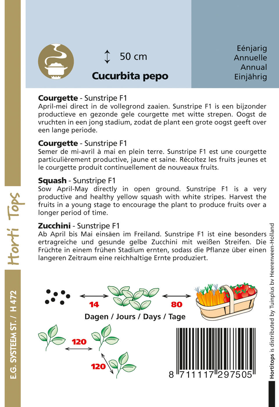 Hortitops Courgette Sunstripe geel F1 Cucurbita pepo - Groentezaden
